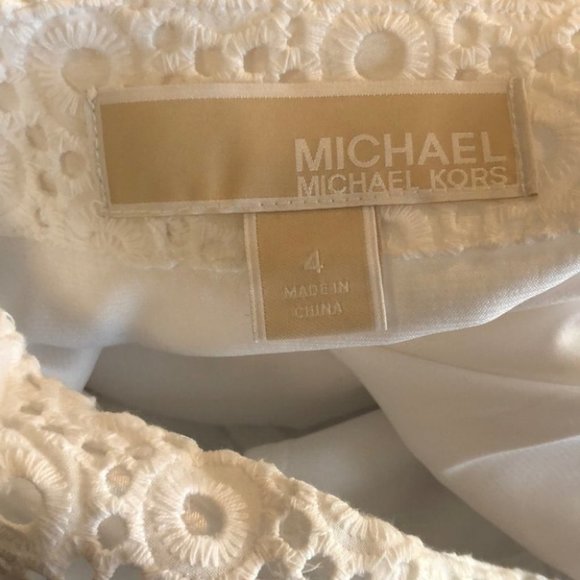 Michael Michael Kors White Lined Skirt Gold Zipper - Picture 6 of 10